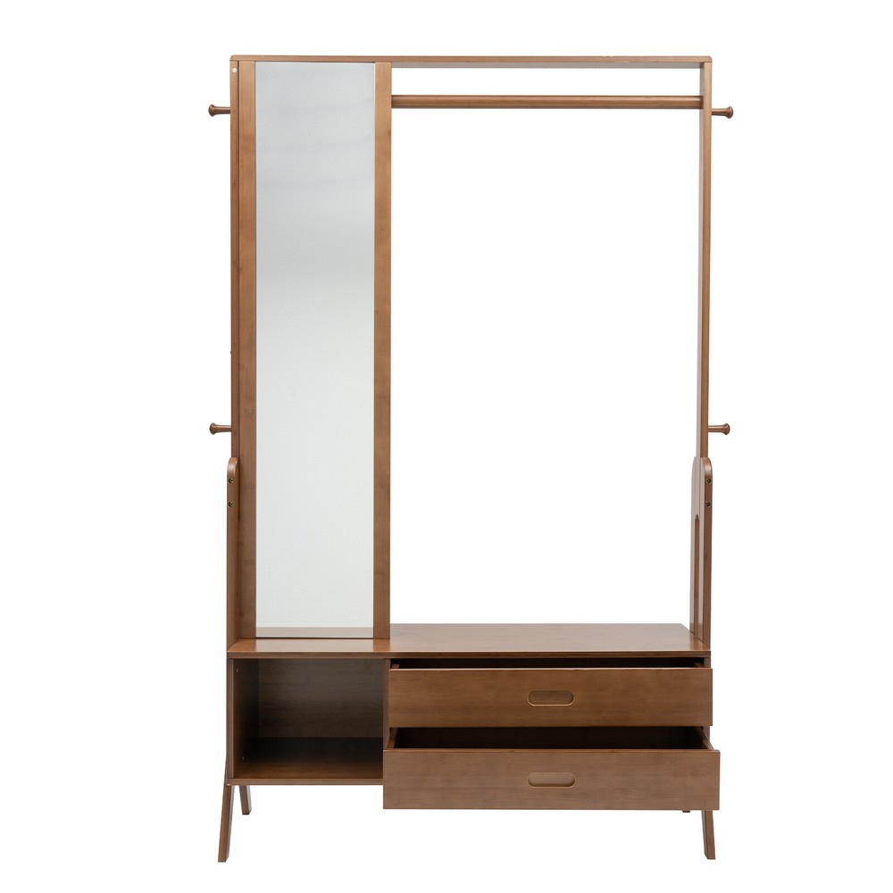 Bamboo Multi-function Hall Tree for Entryway Rack Shoe Storage Hanger Bench Set