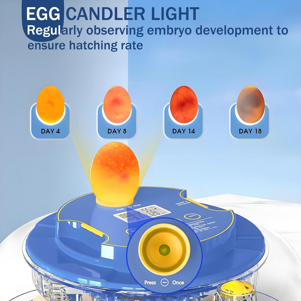 18 Egg Incubator with Automatic Egg Turning and Humidity Control,Water Refill,Eg