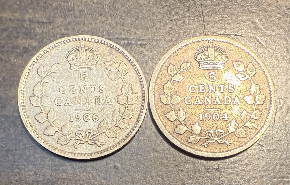 1904 & 1906 Canada 5 Cents