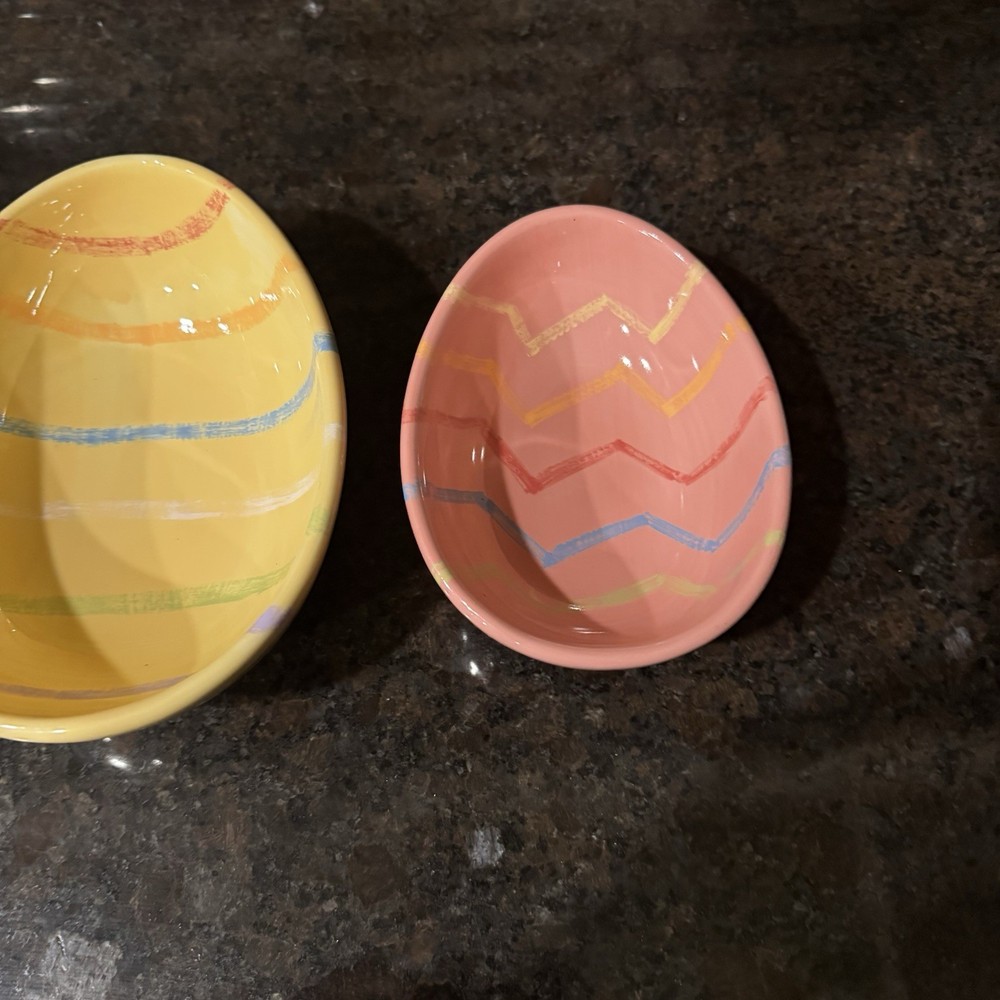 Blossoms & blooms Ceramic Easter Eggs Nesting Bowls Set Of 3 Multicolor Serving