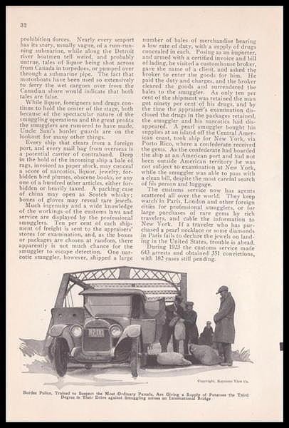 “Guarding Uncle Sam’s Borders” 1925 article Coast & Border Guard~Customs Agents