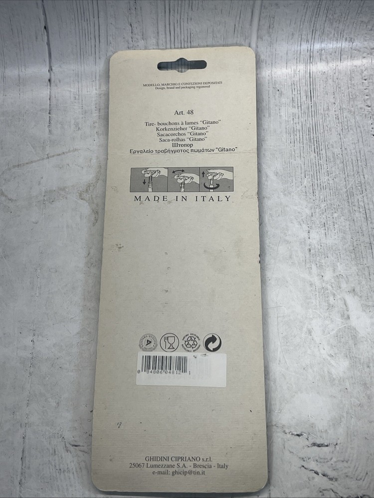 Vintage Chidini Italy Gitano Cork Puller Factory Sealed New