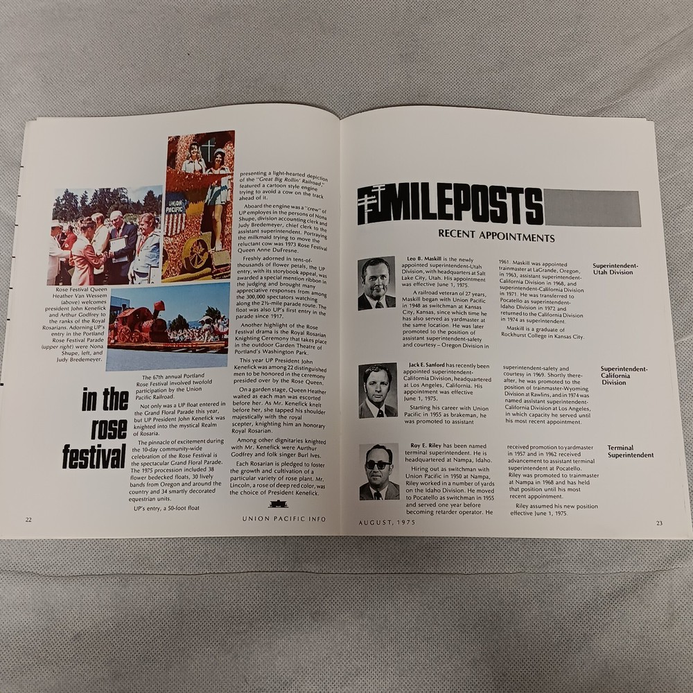 Union Pacific Railroad Info Magazine August 1975
