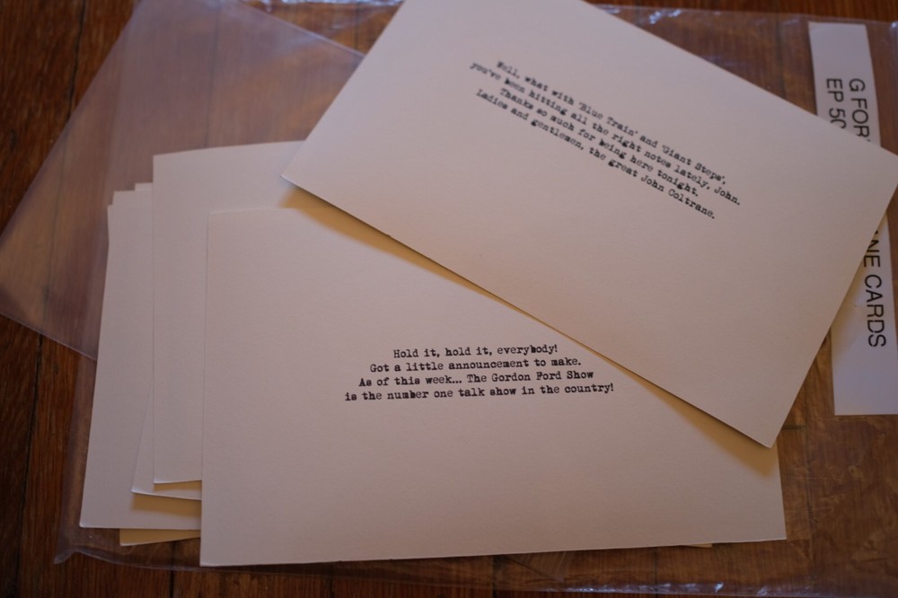Marvelous Ms. Maisel Prop: Gordon Ford Show Interview Cards