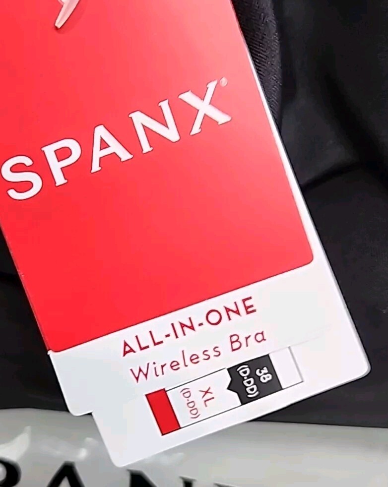 Spanx All-In-One Wireless Bra Sz M Very Black Cup D-DD