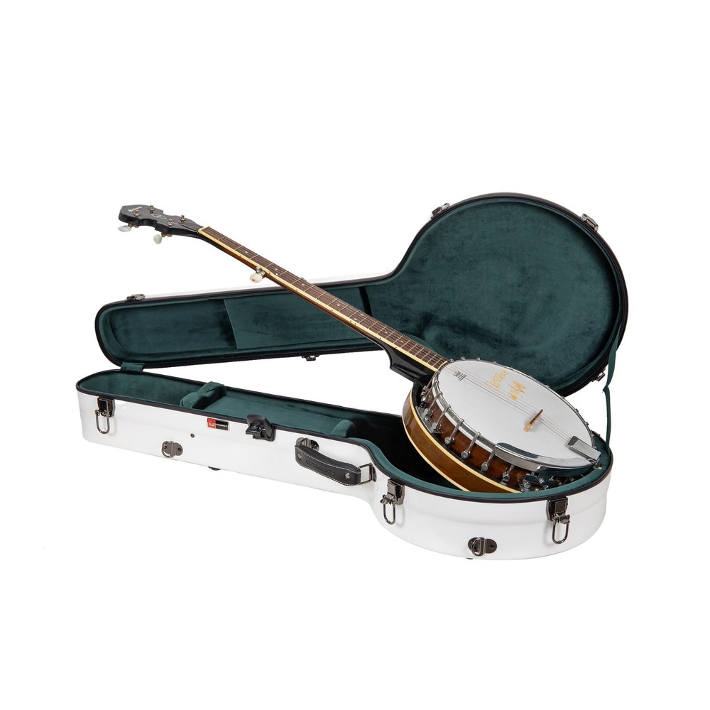 Crossrock Banjo Case-Fits Mastertone & Most 5-String Styles, TSA Lock-White