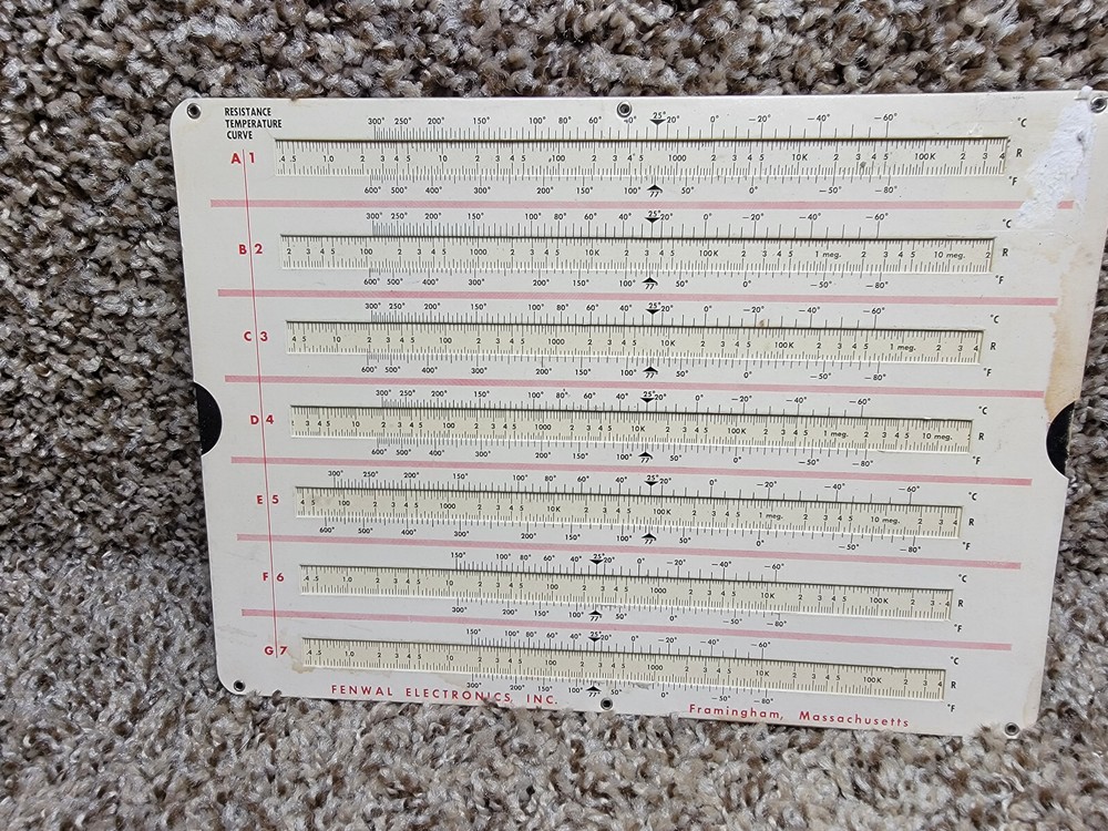 Thermistor Data Curve Computer Slide Rule Perrygraf Corp 1959 Fenwal Electronics