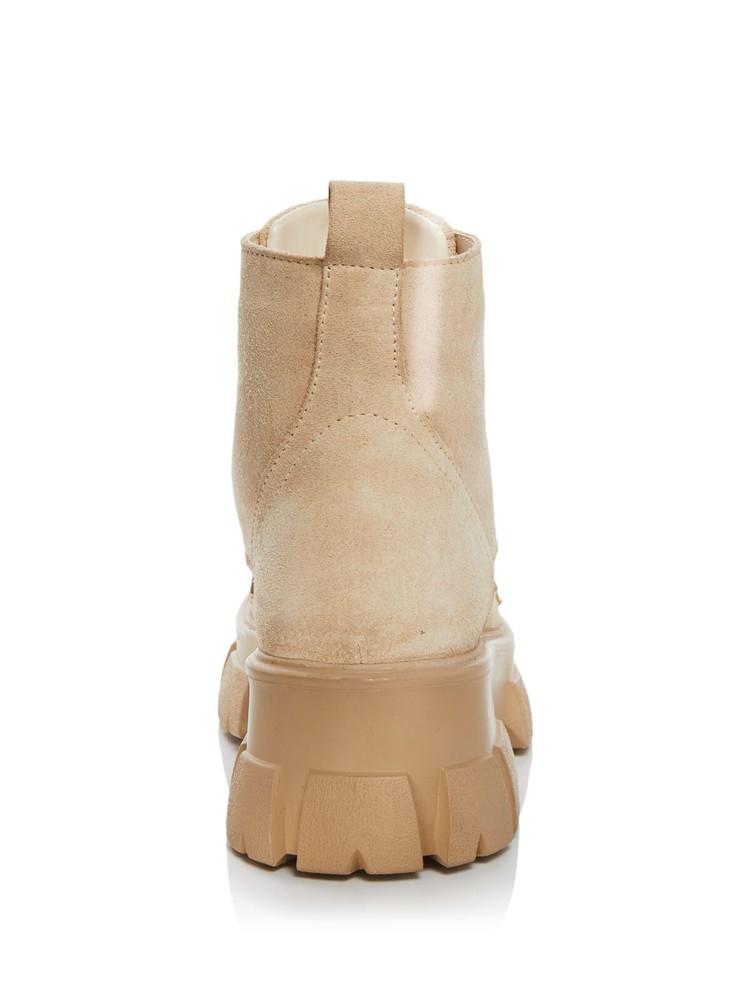 AQUA Womens Beige Pull Tab 1-1/2" Platform True Toe Leather Booties 10 M