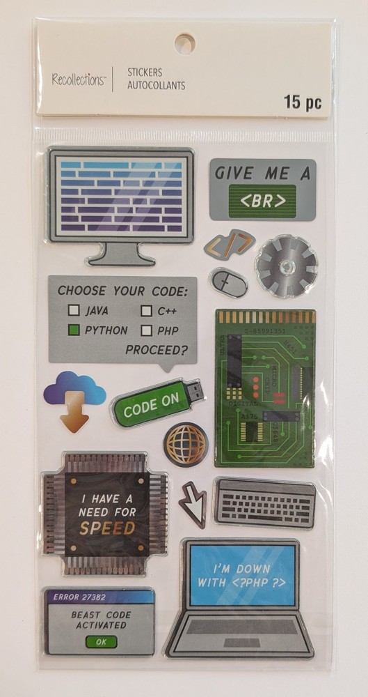 Computer Science Coding Scrapbooking Stickers By Recollections