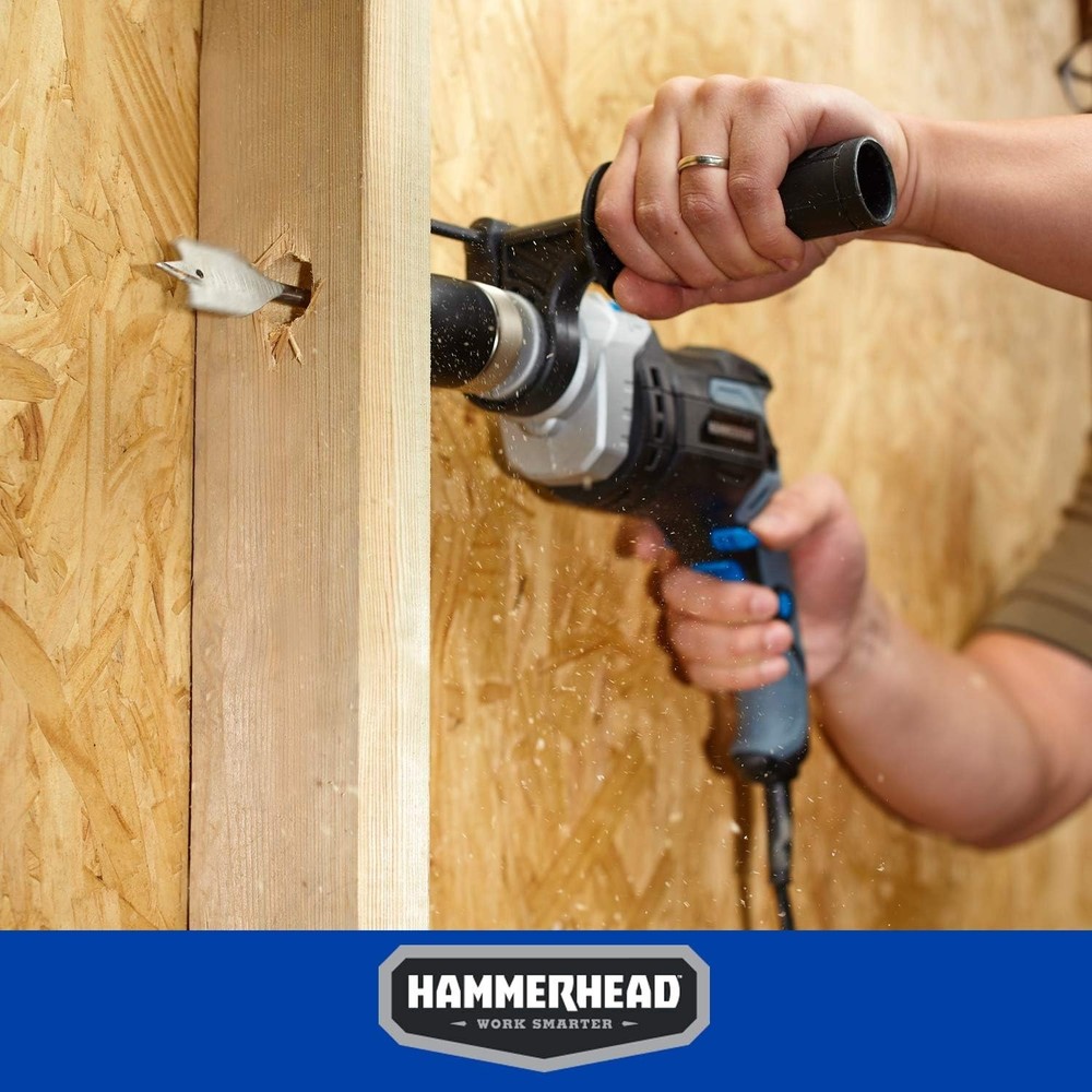 Powerful 1/2 Inch Electric Hammer Drill with Variable Speed & Bits Kit