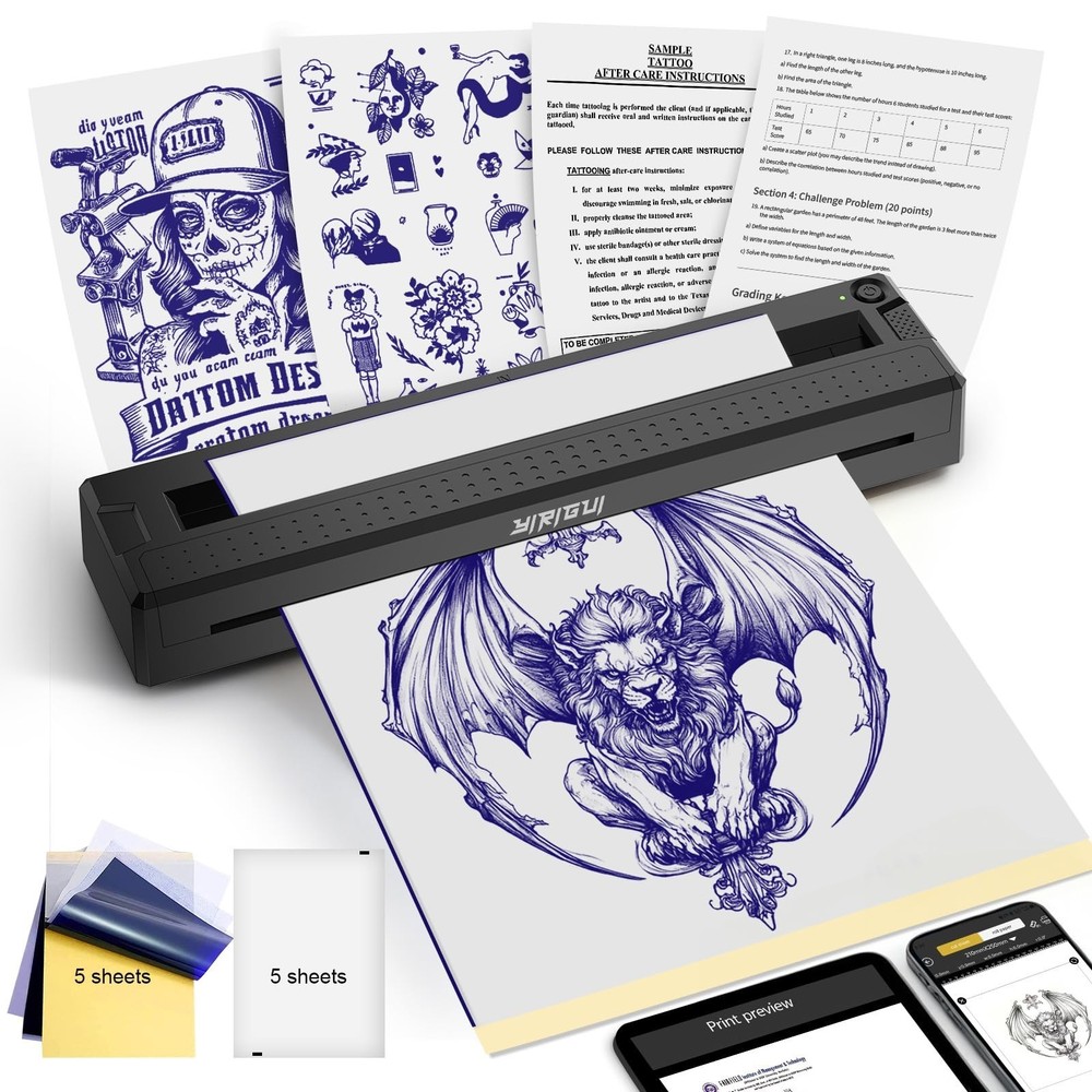 2026 New 2 in 1 Tattoo Stencil & Document Printer, Wireless Bluetooth Thermal...