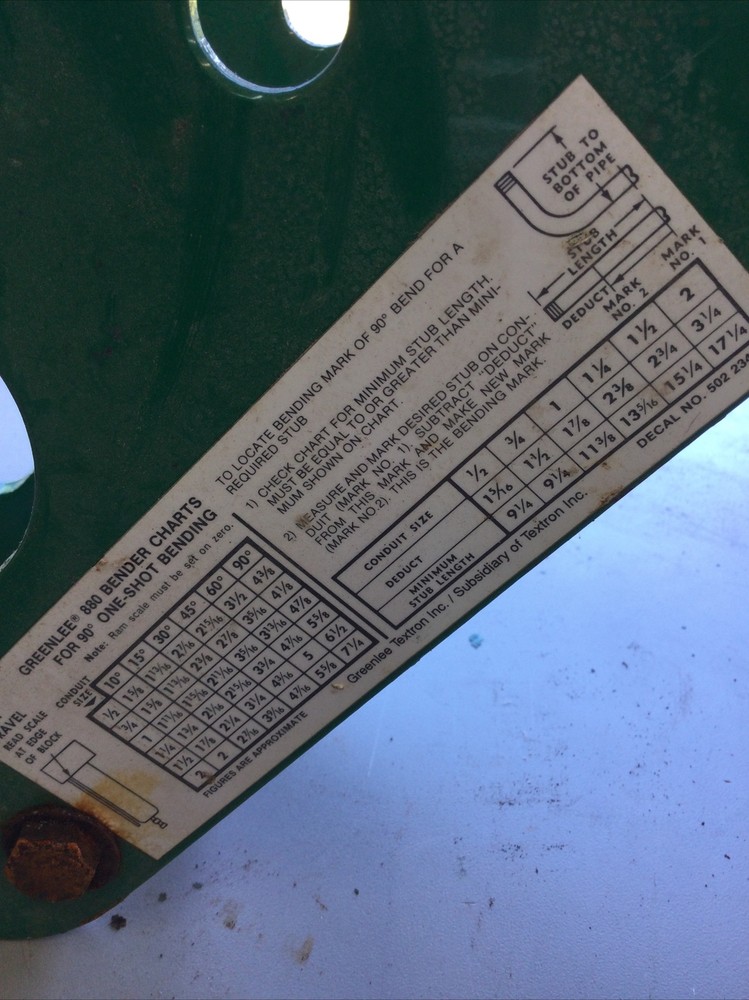 1 greenlee frame unit 2345AA conduit bending frame tool 1/2”-2”