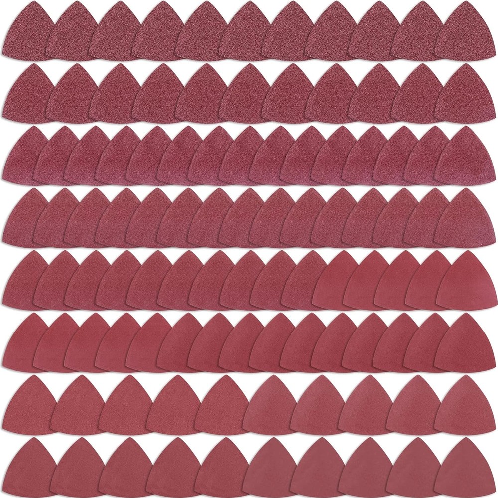 AUSTOR 100 Pieces Triangle Sanding Pads Triangular 3- 1/8 Inch, Assorted