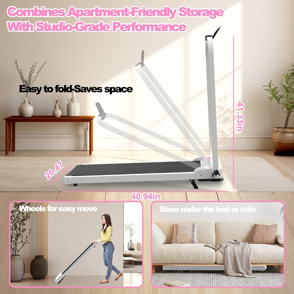 Foldable Treadmill 2.0HPPortable Under Desk Walking Vibration Pad Remote Control