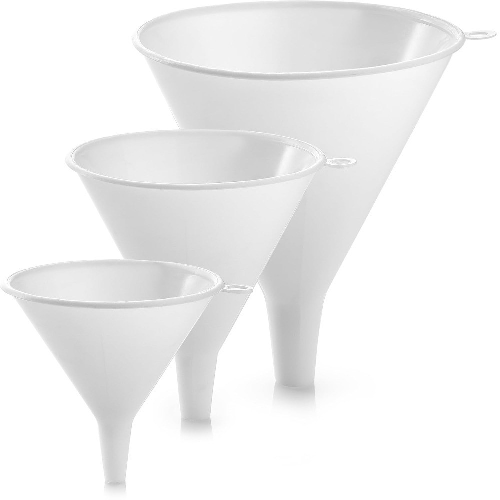 3-Piece Plastic Funnel Set Large Medium Small Kitchen Funnel for Bottles Liquid