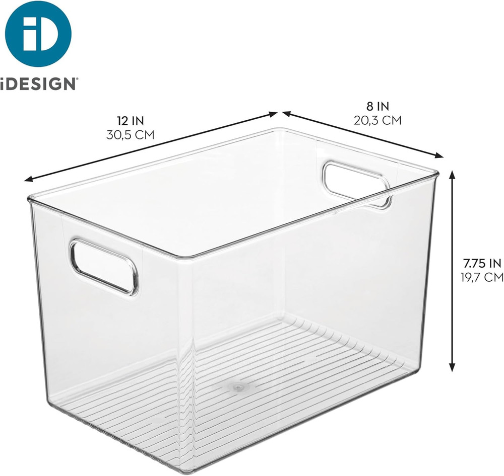 Large Clear Plastic Storage Bin for Bathroom or Vanity, Organizer for Hair Tools