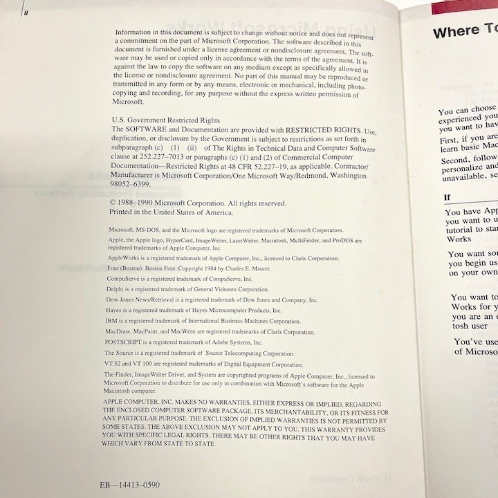 1990 2 Book Set Using Microsoft Works for Apple + Microsoft Works Lessons