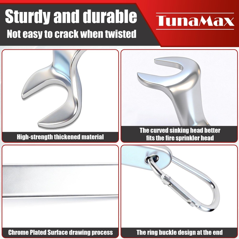 TunaMax Universal Fire Sprinker Head wrench for 1/2" 1 Pack, Chrome