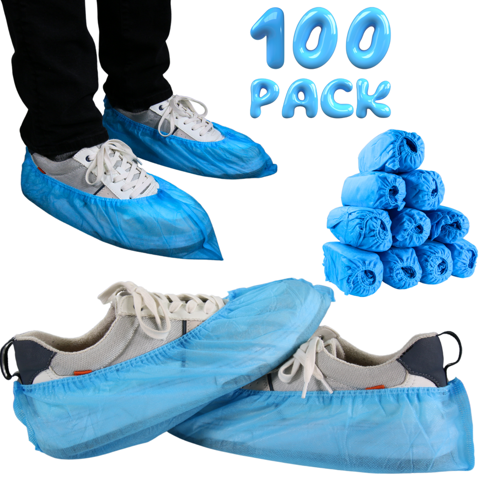 Disposable Shoe Covers 100 Pack Non-Woven, Durable, Booties Shoe Boot Protectors