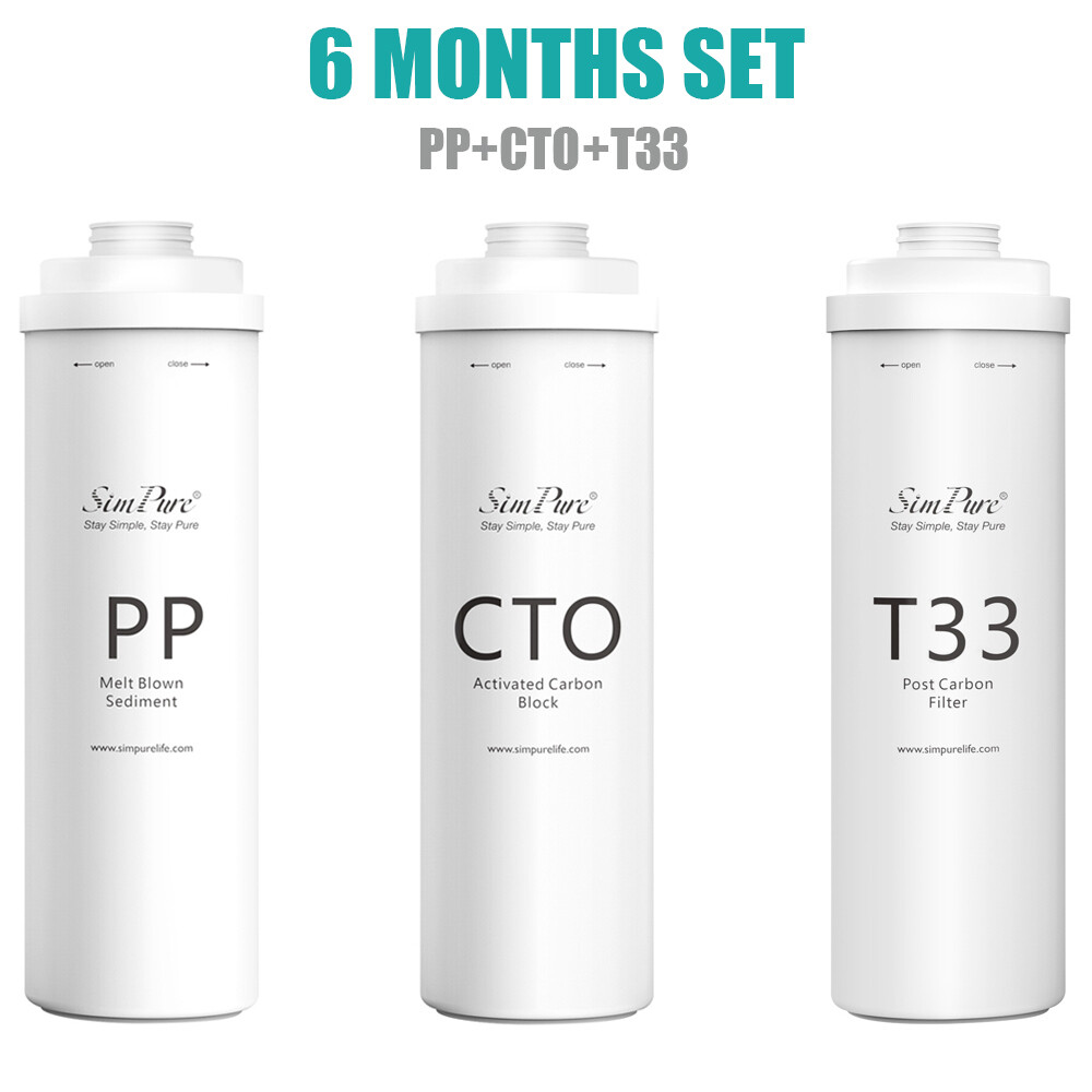 3 Pack PP CTO T33 Water Filter Replacement For SimPure T1-400 RO System