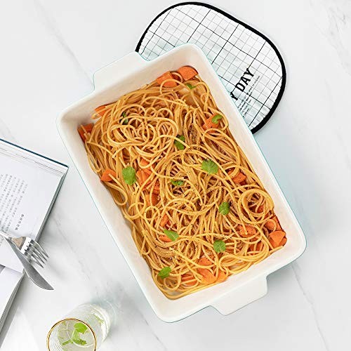 Baking Dishes, Rectangular Bakeware Set Ceramic Baking Pan Lasagna Aquamarine