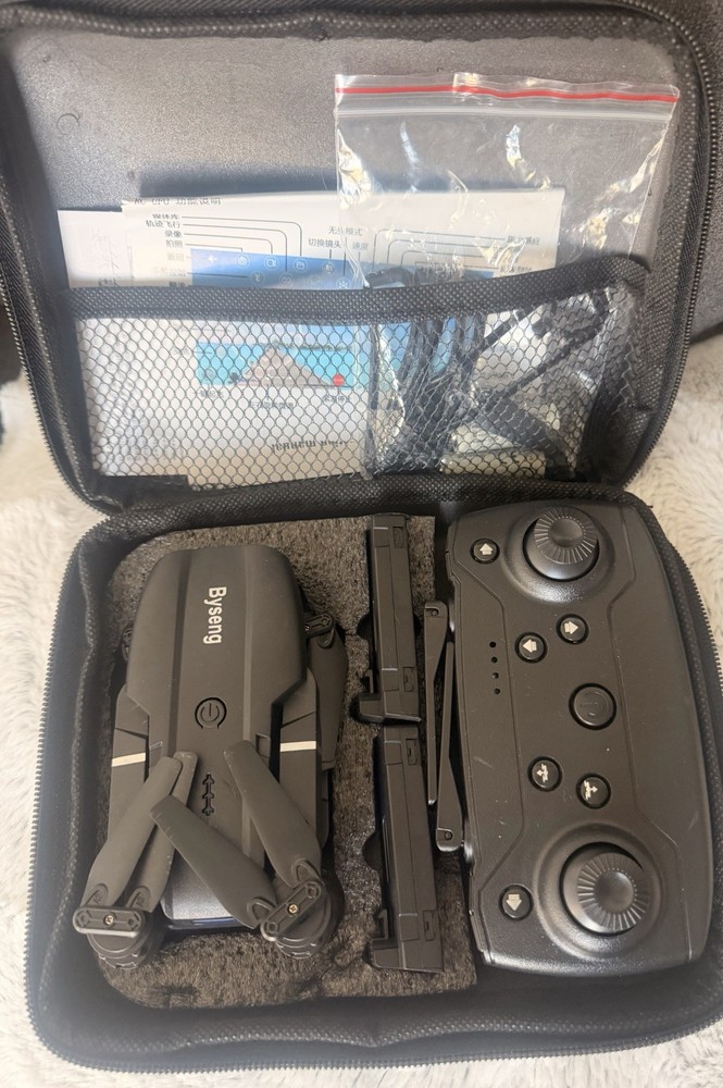 Byseng Foldable Electric Quadcopter Drone with Remote Control & Case