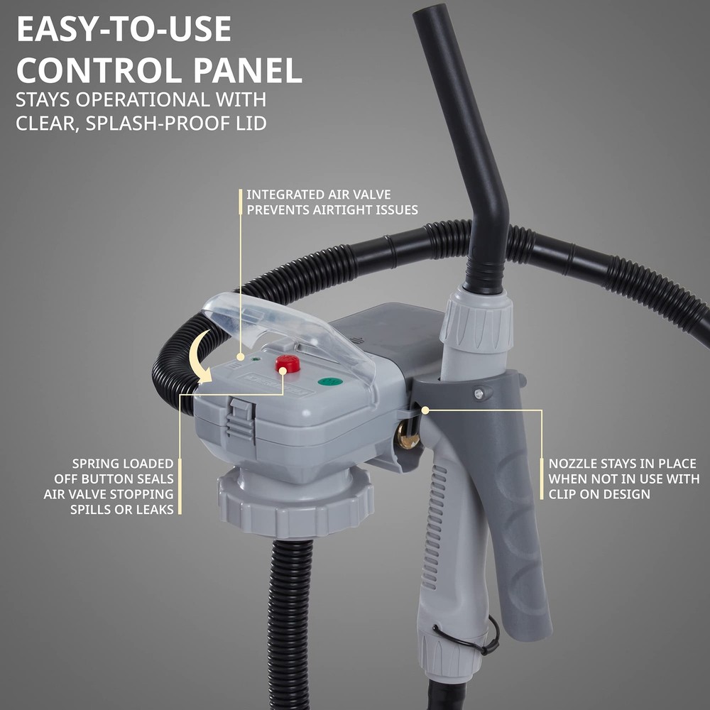 Deway Automatic Fuel Transfer Pump with Nozzle for Flow Control & L, Grey