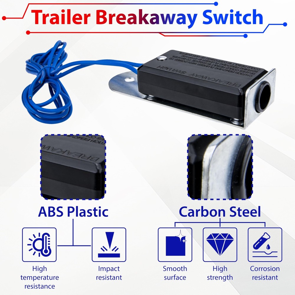 Trailer Breakaway Switch 4FT Coiled Brake Away Cable Trailers Pull Steel Spring