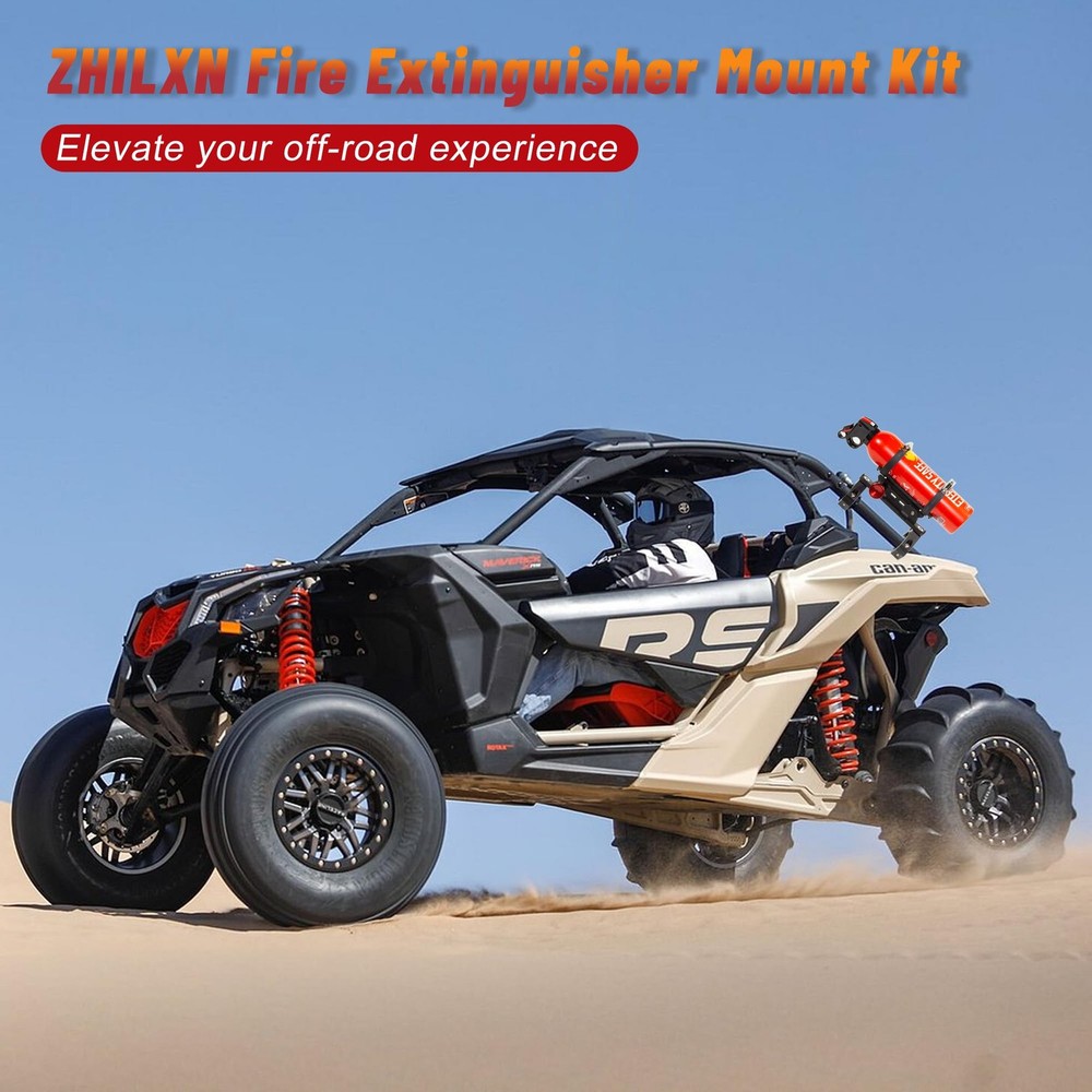 UTV Fire Extinguisher Mount Kit- Quick Release Roll Bar Black 1