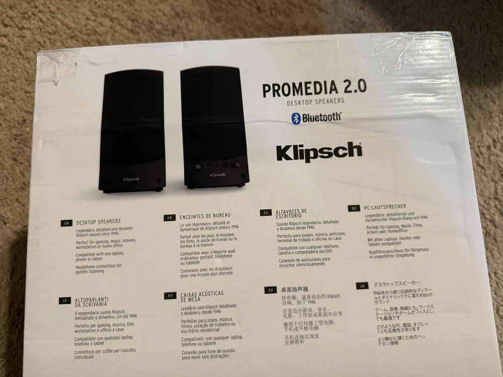 New Klipsch ProMedia 2.0 Bluetooth Desktop Speaker Black