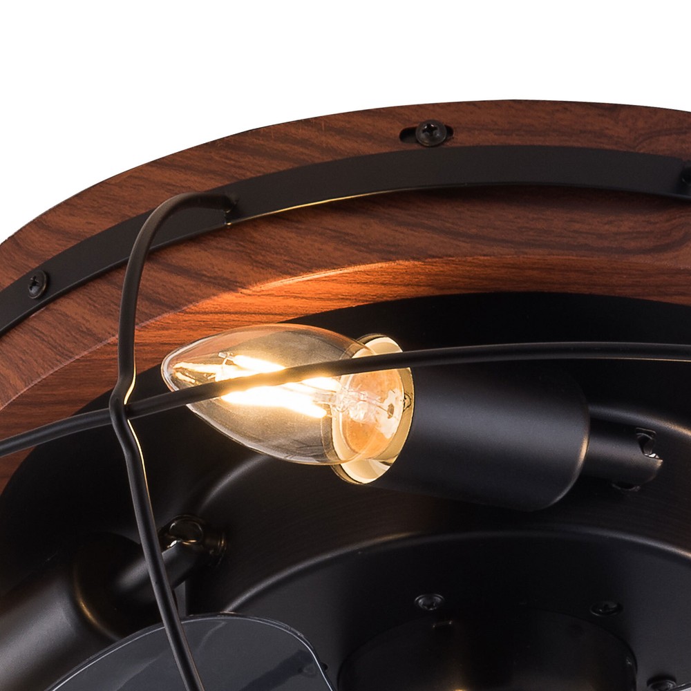 Low Profile Caged Ceiling Fans with Lights and Remote, Flush Mount Ceiling Fan w