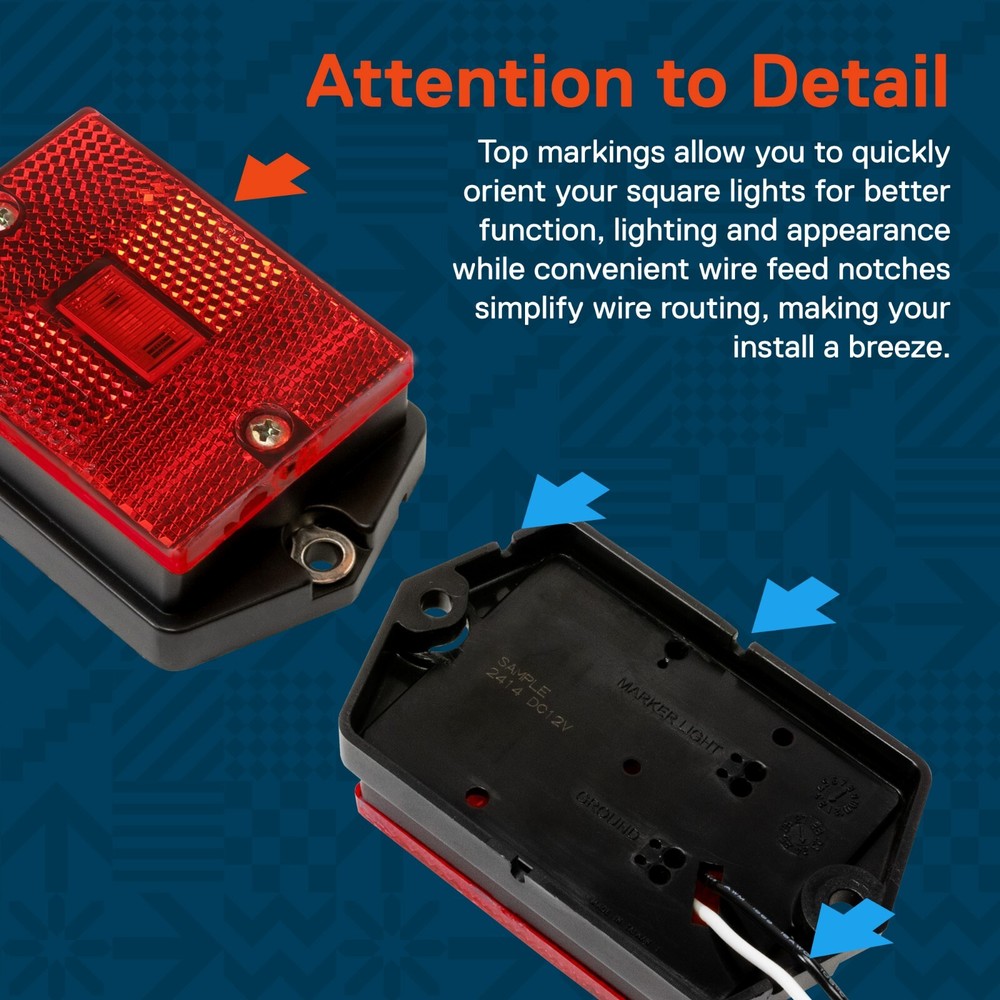 2pc DOT Surface Mount Red LED Side Marker Light Utility Boat Trailers Over 80