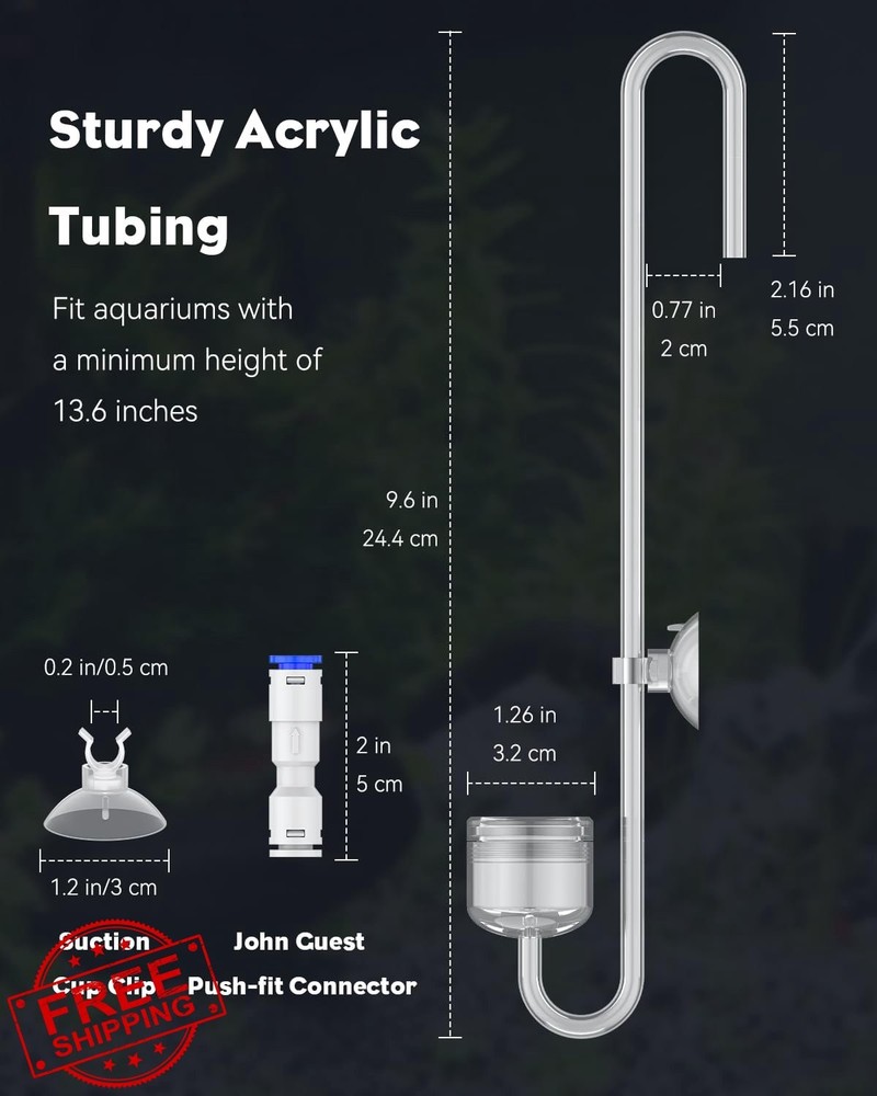 Pawfly Acrylic CO2 Diffuser Fish Tank Atomizer Ceramic Disc Check Valve