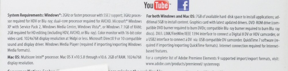 ADOBE PHOTOSHOP ELEMENTS 9 & PREMIER ELEMENTS 9 - OPEN BOX