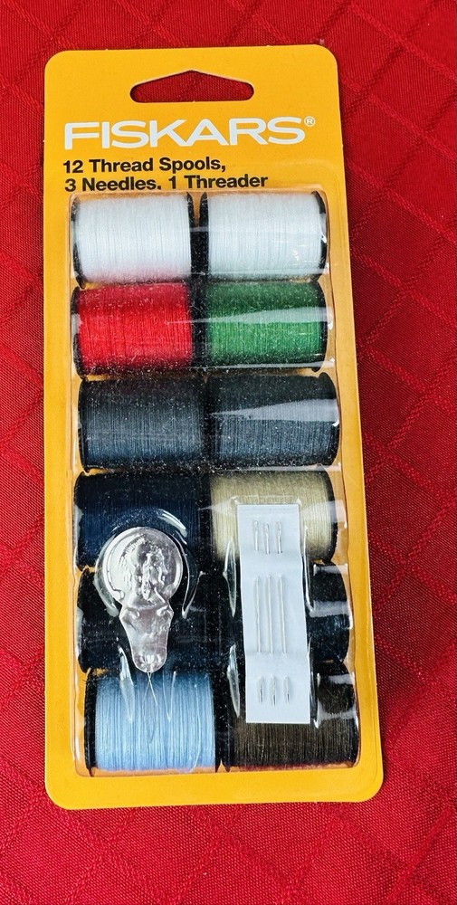 Fiskars Sewing Kit 12 Thread Spools 3 Needles 1 Threader Polyester New Sealed