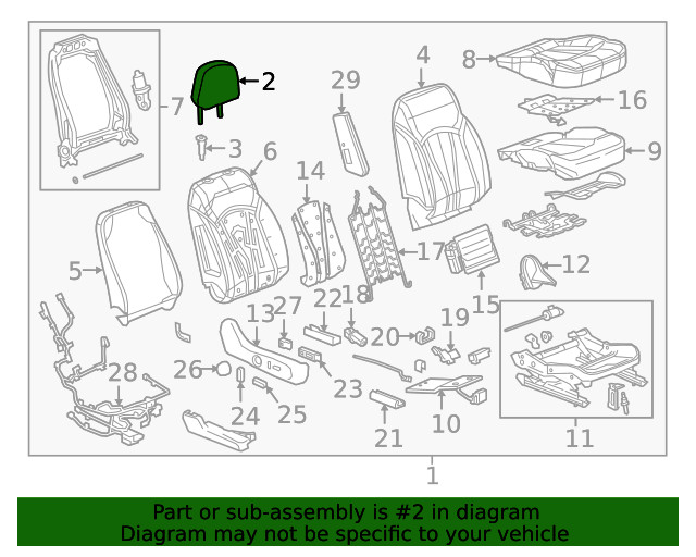 Genuine GM Jet Black Front Head Restraint 23425570