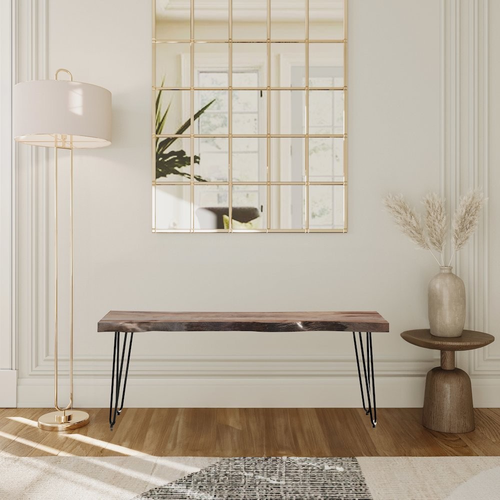 Nature's Edge 48'' Modern Solid Wood Live Edge Bench