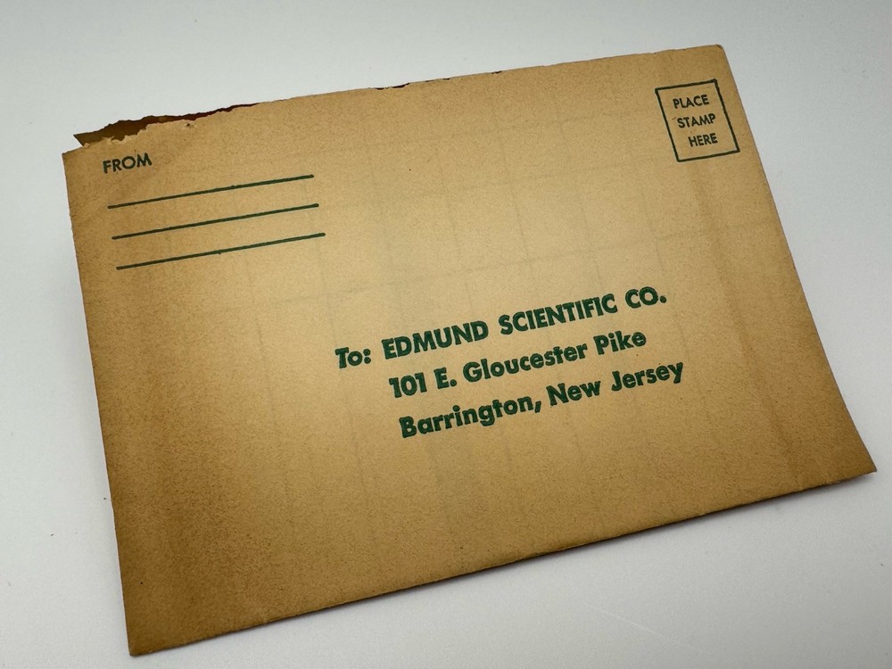 Edmund Scientific Co Order Form Envelope Science Optics Space Math LS 1950s