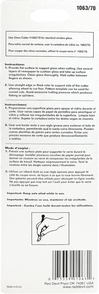 Red DIY Glass Cutter - Hand-Powered Precision Cutting Tool