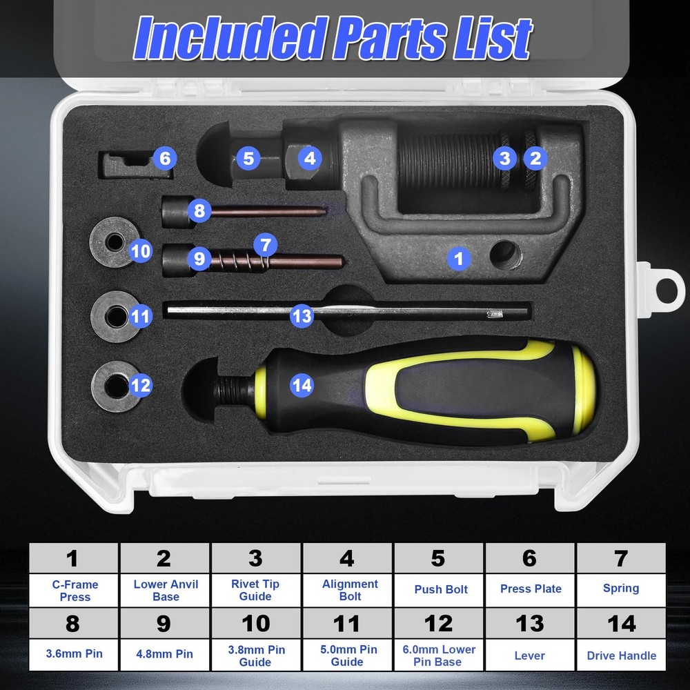 Motorcycle Chain Breaker Tool Kit,14PC Chain Cutter, Link Removal & Rivet Pre...