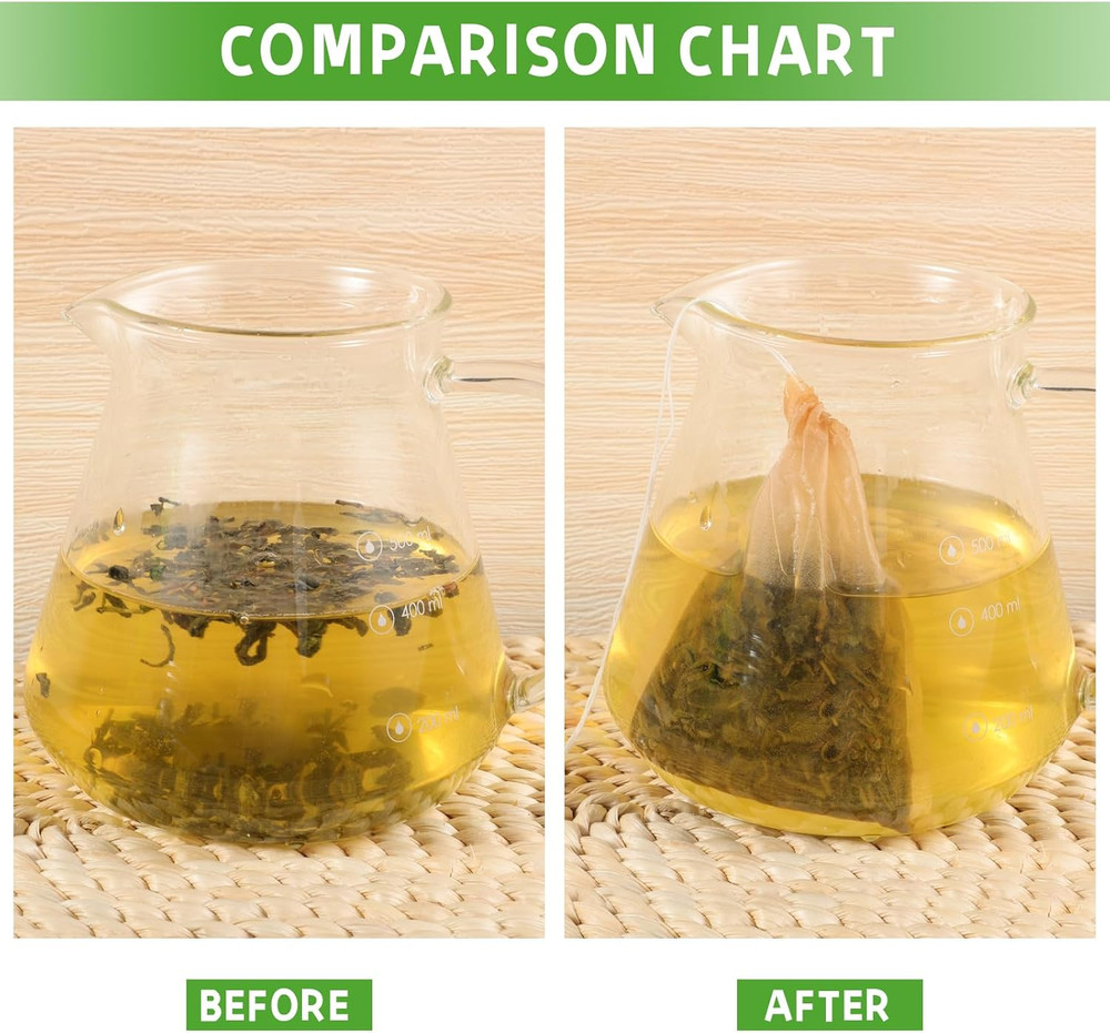 Empty Tea Bags - 300 Pcs Disposable Drawstring Unbleached Filter Bags for Loose