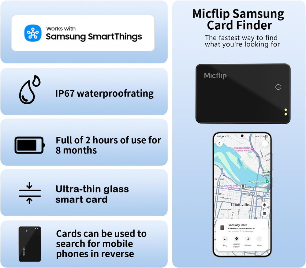 Wallet Tracker Card (Samsung Only),Rechargeable Bluetooth Smart Wallet Tracker,0