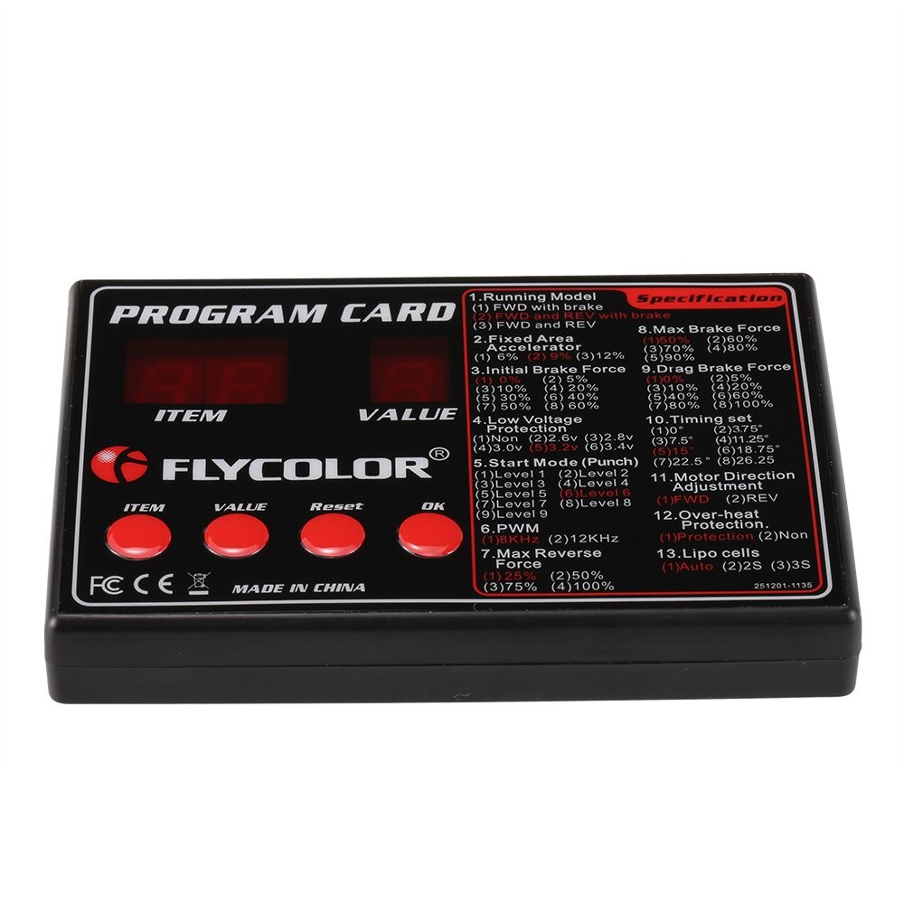 Flycolor Programing Card for RC Cars ESC Electronic Speed Controller