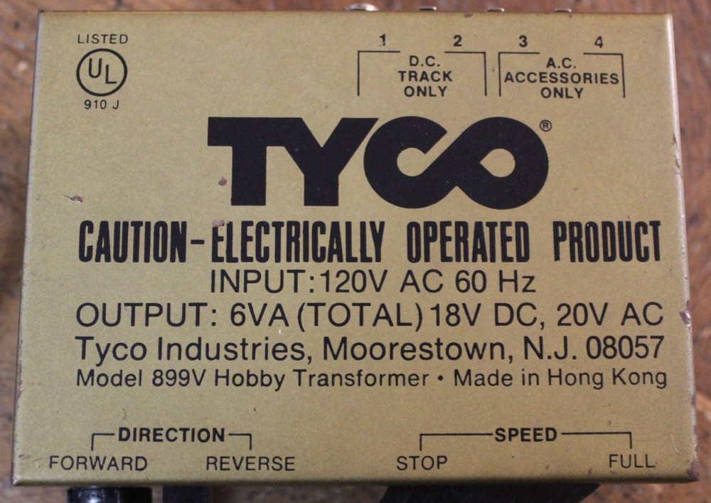 TYCO Model Train HO Scale 899V Hobby Transformer Power Pack 18V Tested Working