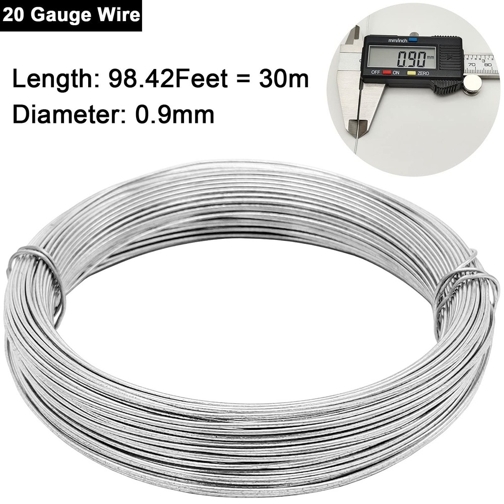 20 Gauge Hobby Wire,98ft Galvanized Solid Wire,Multi-Purpose Steel Wire...