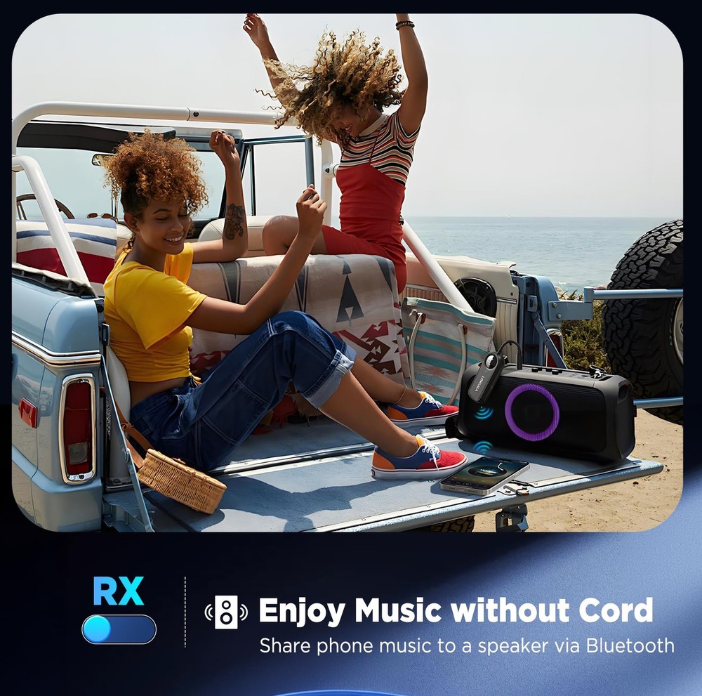 Bluetooth 5.3 Transmitter Receiver, 2-in-1 3.5mm Aux Audio Wireless Transmitt...