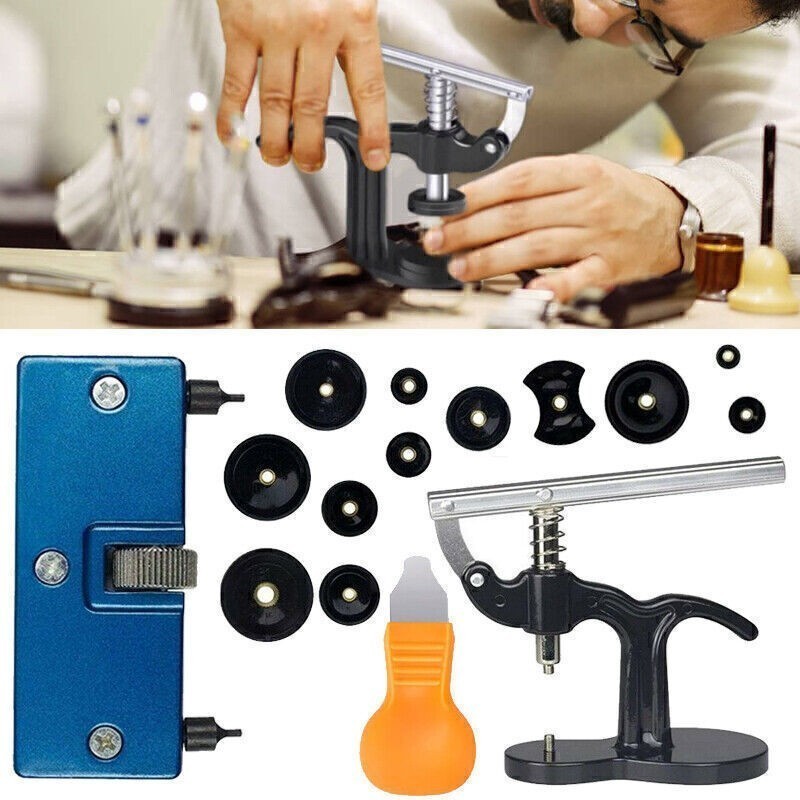 Watch Battery Replace Tool Kit Watch Back Remover Tool Watch Press Set + 12 Dies