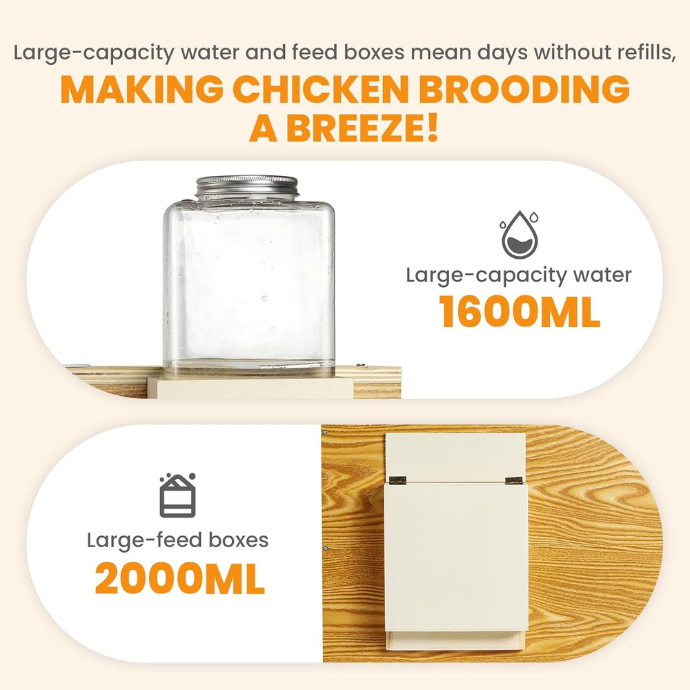 Brooder for Chicks, 32" Chicken Brooder with Feeding & Watering System, Upgrade
