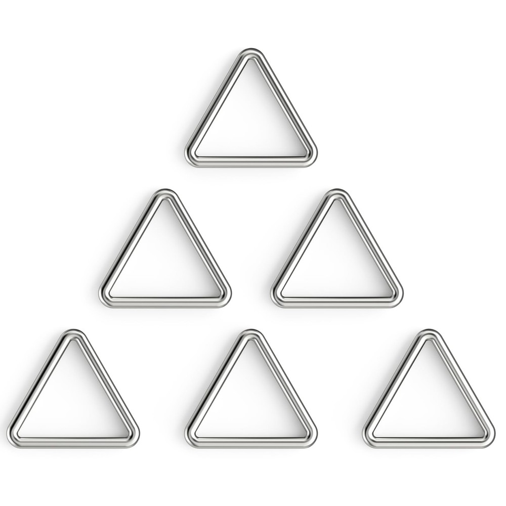 BEYOURD 2 inch Metal Triangle Rings, Solid Welded 2" x 6pcs, Metallic Silver