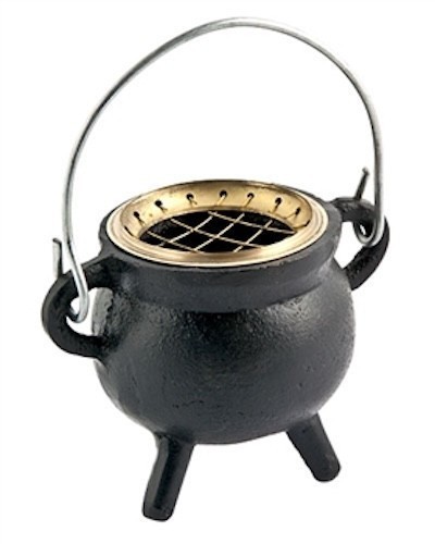 Small Cast Iron Cauldron with Incense Screen!